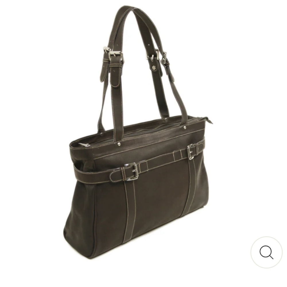 Belted Leather Computer Tote